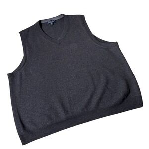 Garret Scott Merino Wool V-Neck Sweater Vest Mens XL Brown Knit Layering Classic
